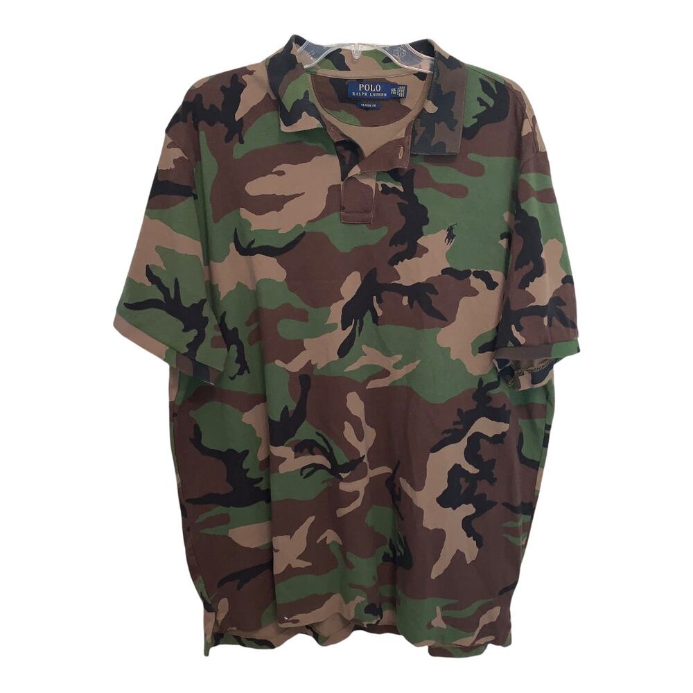 POLO Ralph Lauren Camo Mesh Polo Shirt Black Pony XXL 2XL Men